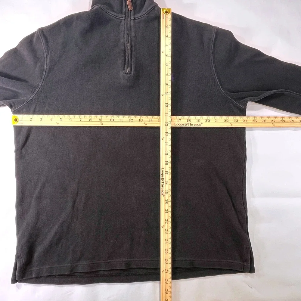 Polo Ralph Lauren Quarter‎ Zip Pullover Mens L Black Cotton Casual Preppy Sporty